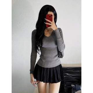Áo len body cổ V