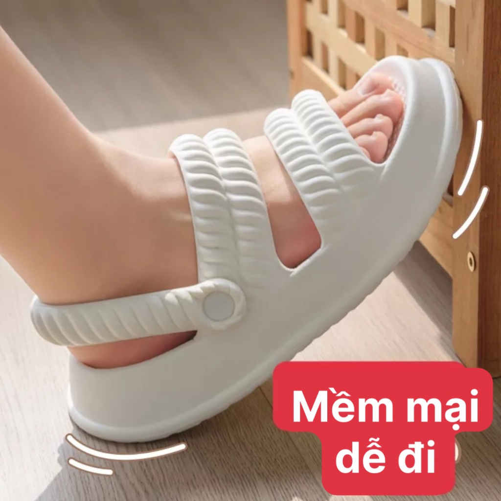 dép sandal nữ đế cao siêu bền dép bánh mì 2 quai đi mưa thoải mái kiểu unisex ulzzang