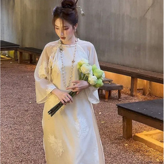 Áo dài 𝐍𝐇𝐔̛ 𝐘́ 𝐀𝐒𝐇𝐘𝐋𝐄𝐘 chuẩn tag sẵn xanh