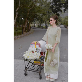 Áo dài 𝐍𝐇𝐔̛ 𝐘́ 𝐀𝐒𝐇𝐘𝐋𝐄𝐘 chuẩn tag sẵn xanh