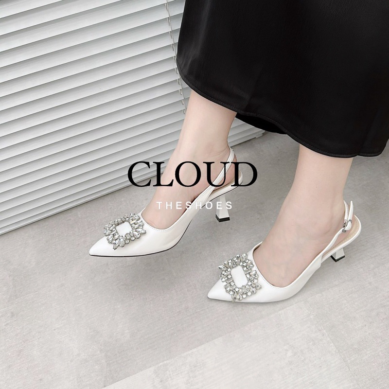 Giày cao gót mũi nhọn khoá đá quai hậu