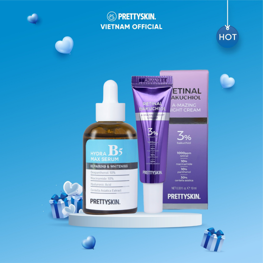 Combo serum B5 50ml và kem retinal 10ml Prettyskin