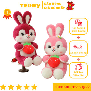Gấu bông thú nhồi bông thỏ ôm quả dâu, thỏ ngồi ôm dâu lông mịn giá xưởng tại bubby shop gaubong.sp