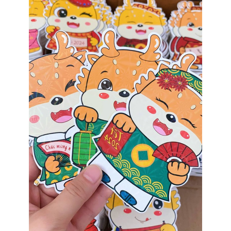 Combo 100 bao lì xì Chipi phản quang mẫu mới nhất 2024 hình rồng..