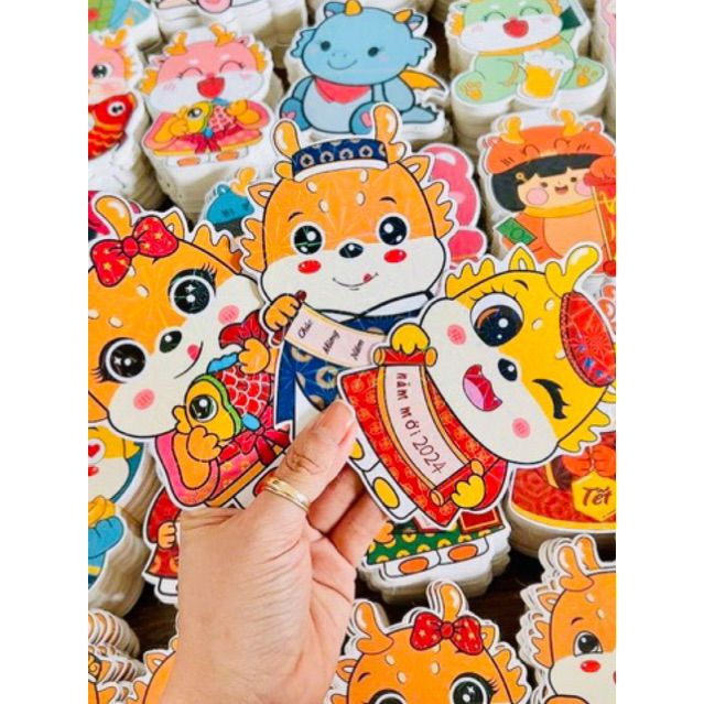 Combo 100 bao lì xì Chipi phản quang mẫu mới nhất 2024 hình rồng..