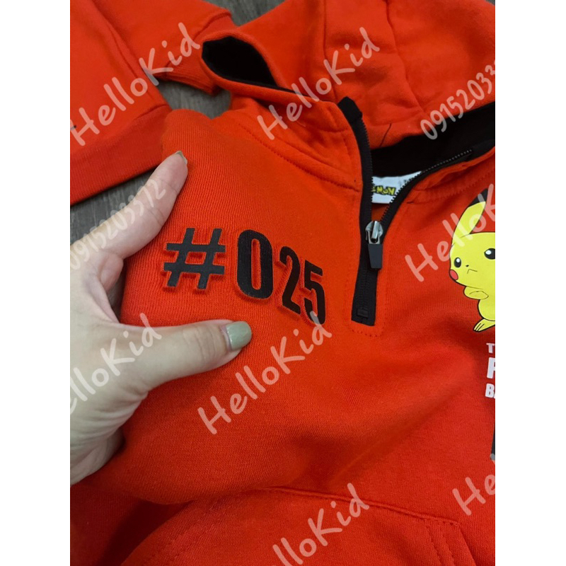 Áo nỉ hoodie đỏ pokemon hình nổi