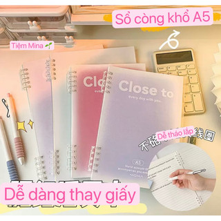  Sổ còng MOKA dễ dàng thay giấy khổ A5 hoạ tiết chữ Close to