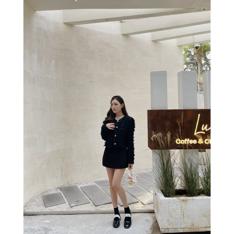 Áo dạ tweed thiết kế dáng ngắn phối tua rua 2 lớp - Felicia Jacket