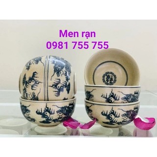 Bộ 5 Bát ăn cơm men rạn cổ cao cấp gốm sứ Bát Tràng - 02