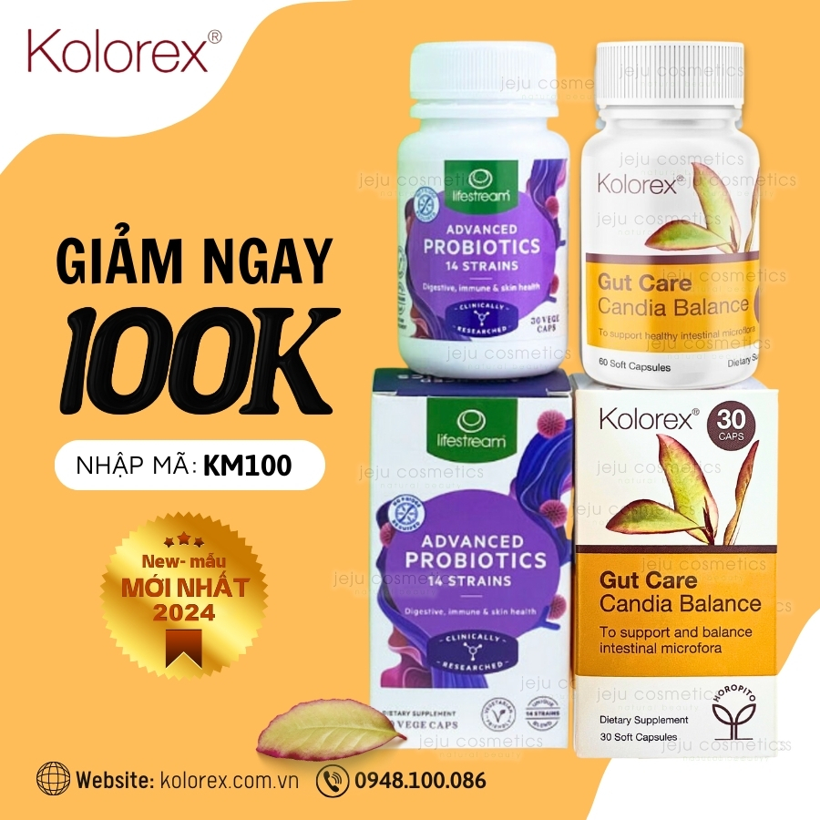Bộ đôi giảm nấm, tăng lợi khuẩn: Liifestream Probiotics & Kolorex
