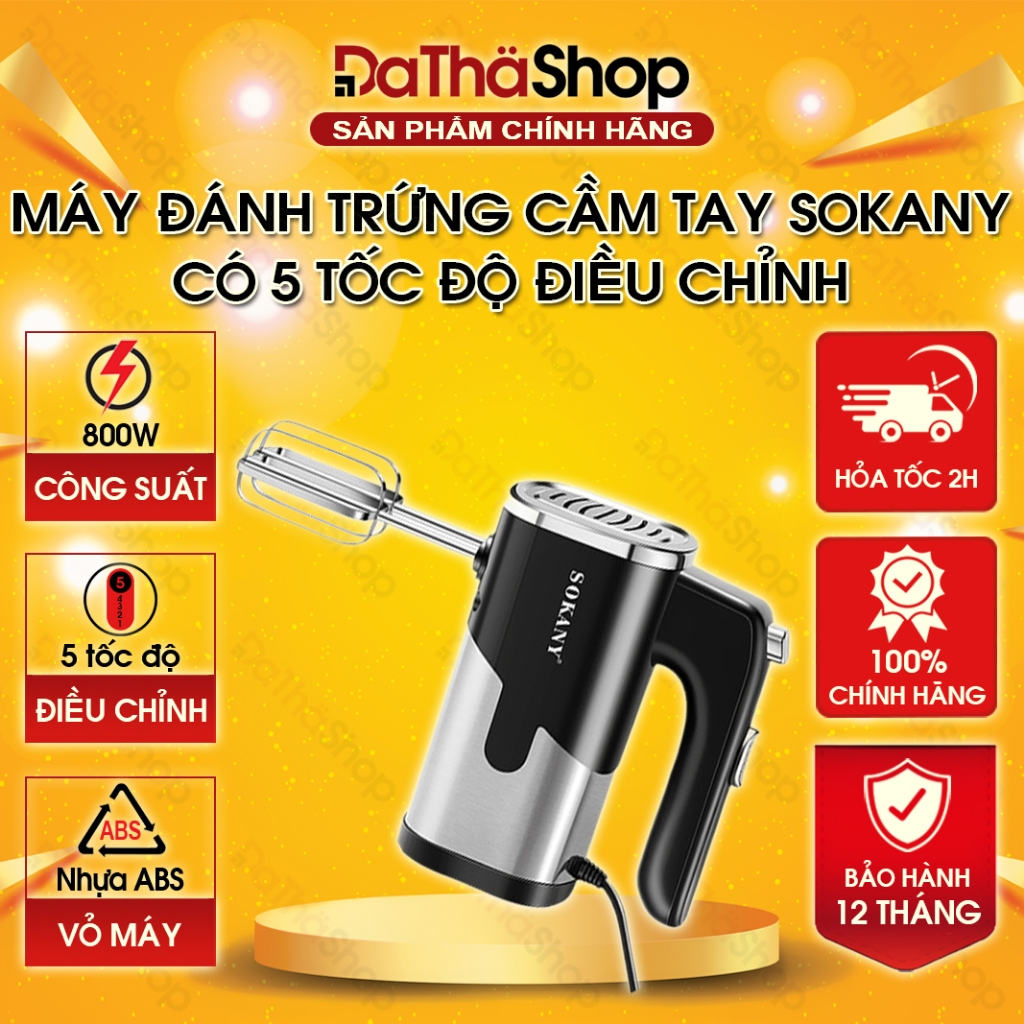 Máy Đánh Trứng Cầm Tay SOKANY SK- 6621 800W Có 5 Tốc Độ Điều Chỉnh Chuyên Dụng