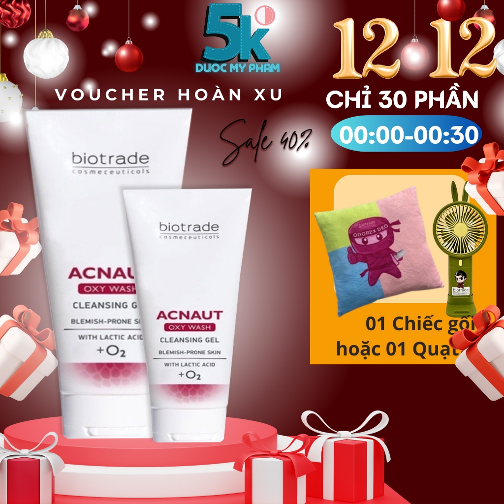 Sữa rửa mặt Biotrade Acnaut Oxy Wash Cleasing - Dành cho da mụn nhạy cảm dạng gel (50ml - 200ml)