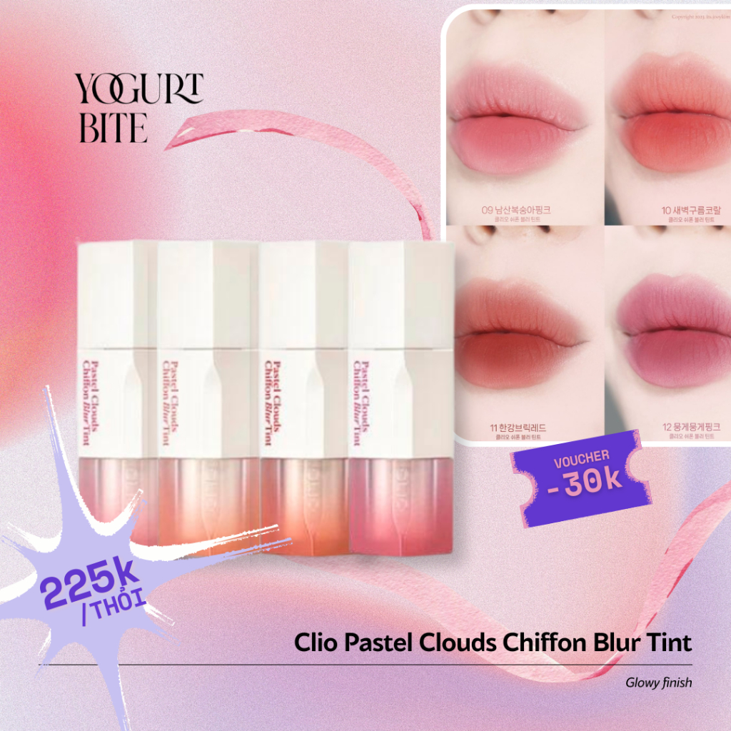 Son kem mịn CLIO Pastel Cloud Chiffon Blur Tint