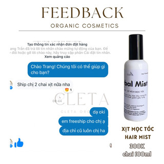 COMBO DƯỠNG TÓC CLETA ORGANIC (dầu ủ + xịt kích mọc tóc)