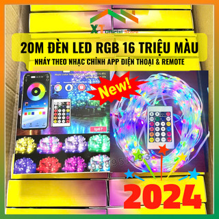 Cuộn Đèn Fairy Light 20 Mét,Đèn Led RGB 16 Triệu Màu Dùng App Điện Thoại Dài 10M, 20M Nháy Theo Nhạc,Chống Nước