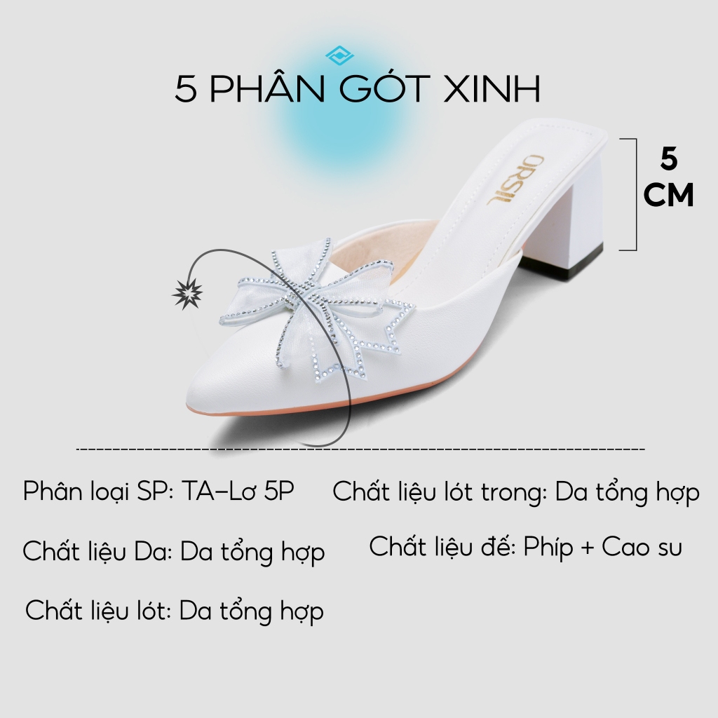 Giày nữ cao gót 5P ORSIL 2 màu trắng đen sang trọng lịch sự