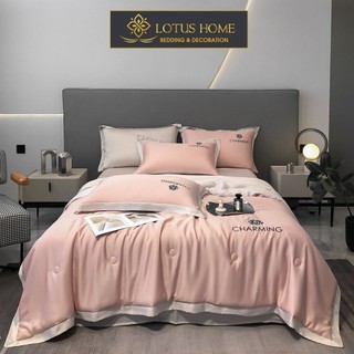 Bộ chăn ga gối phi lụa Charming chăn chần bông Microfilber nhập khẩu cao cấp êm mềm nhiều kích thước ga bọc nệm M6/M8
