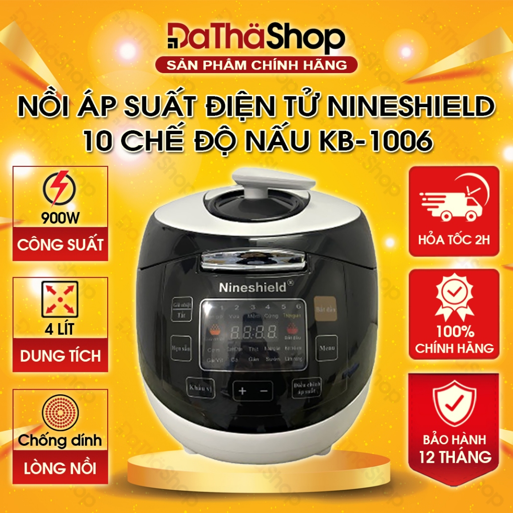 Nồi Áp Suất NINESHIELD KB-1006 Kiêm Nồi Cơm Điện Tử Dung Tích 4 Lít 10 Chế Độ Nấu