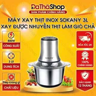 Máy Xay Thịt SOKANY Thực Phẩm Bằng Inox Dung Tích 3L, Công Suất 800W, An Toàn, Xay Được Nhuyễn Thịt Làm Giò Chả
