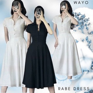 [Rabe Dress] Đầm WAYO thiết kế cổ sơ mi nút bọc thanh lịch sang trọng có túi