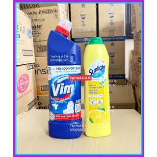 Combo 1 kem sunlight tẩy đa năng 690g + 1 nước tẩy bồn cầu Vim 880ml