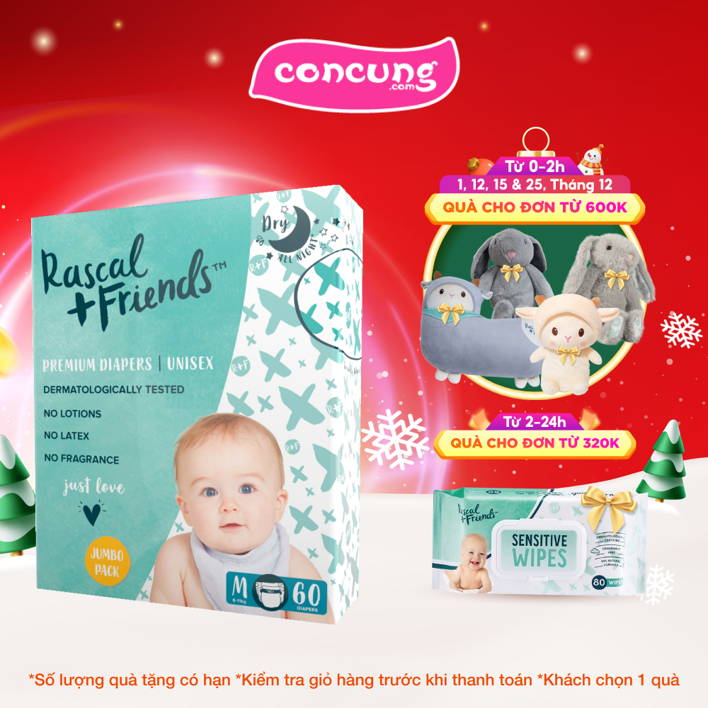 Bỉm/Tã dán Rascal & Friends size M 6-11kg 60 miếng