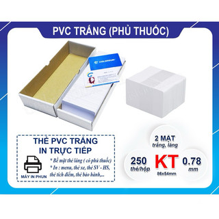 PHÔI THẺ NHỰA PVC TRẮNG IN TRỰC TIẾP( hộp 250 cái khổ 86mm*54mm)