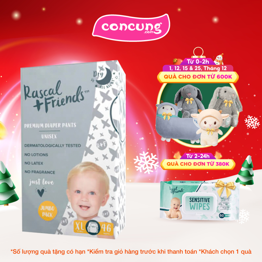 Tã/Bỉm quần Rascal & Friends size XL 13-18kg 46 miếng