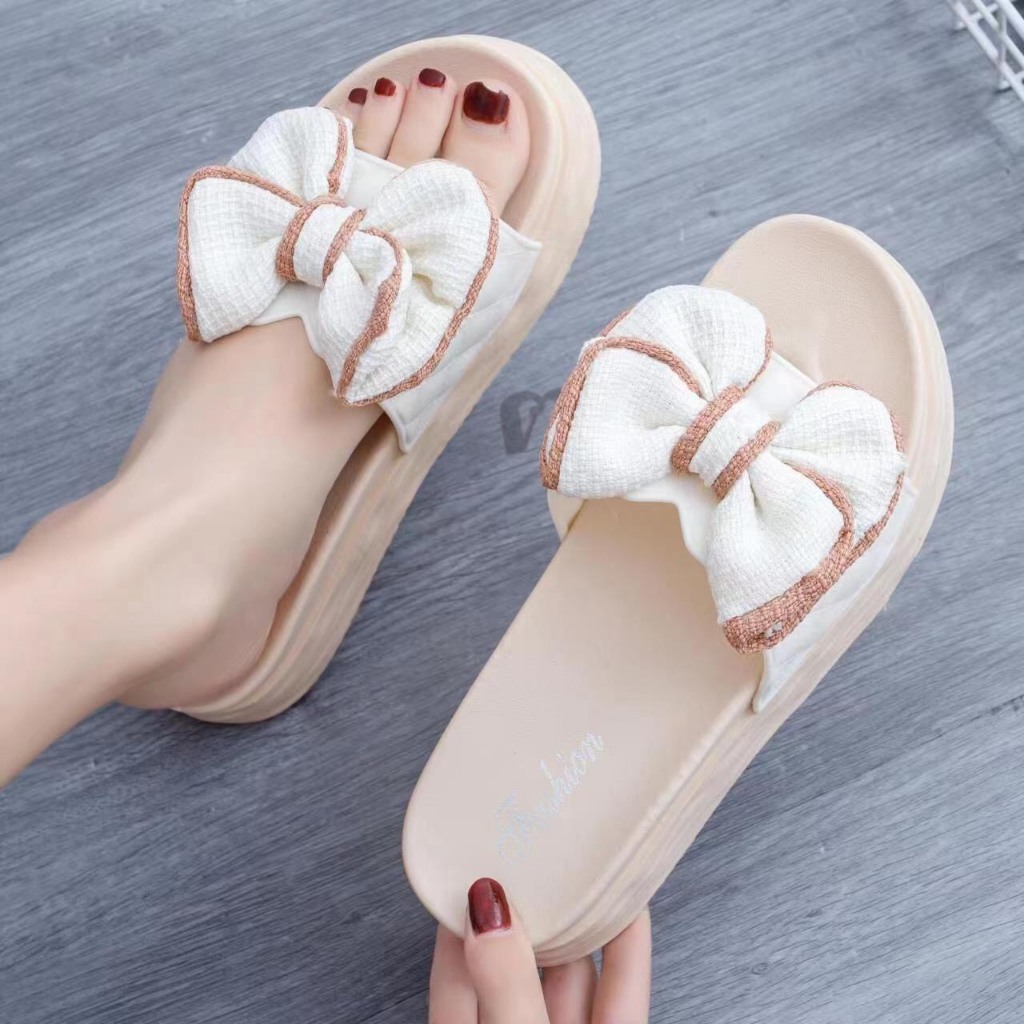 Lainiki Dép Sandal Phối Nơ phong cách Hàn Quốc tôn dáng 5cm chất liệu EVA Cao Cấp JX666