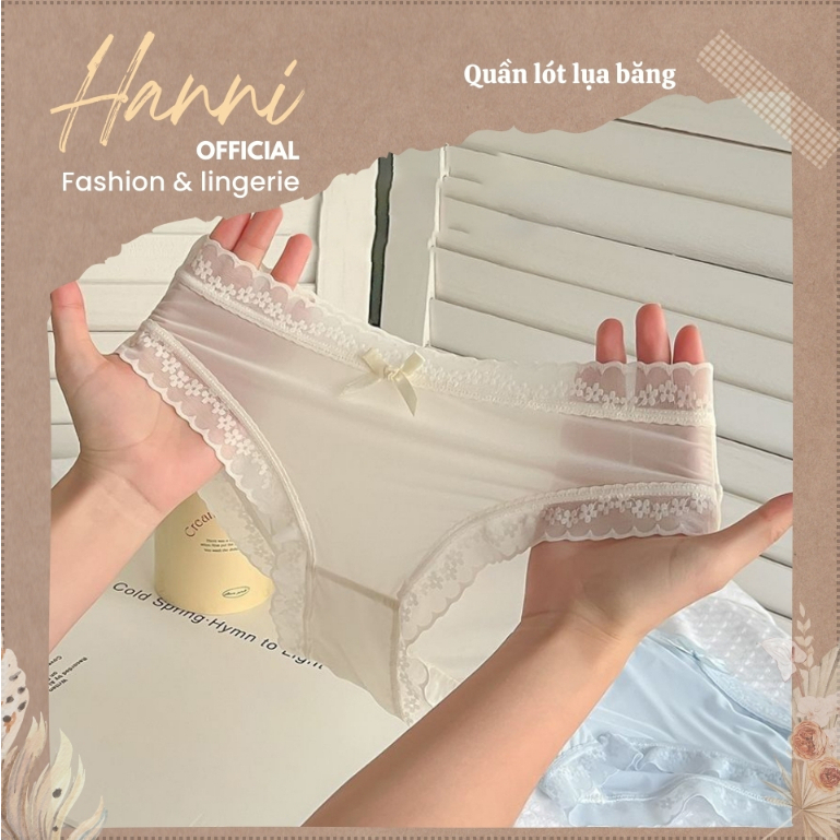 Quần lót nữ lụa băng cạp ren hoa viền may mềm mại có bigsize - quần chip nữ mỏng nhẹ thoáng mát lót cotton rẻ đẹp Q214