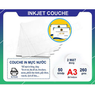 GIẤY IN MÀU COUCHE BÓNG 2 MẶT ĐỊNH LƯỢNG 260GM KHỔ A3( XẤP 50 TỜ)