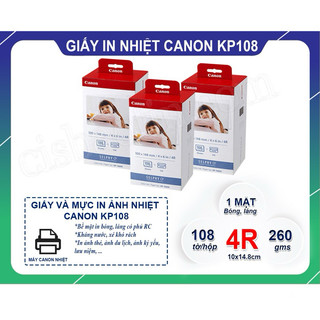 Giấy Và Mực In Ảnh Nhiệt Canon KP108 - 1 HỘP 108 TỜ VÀ 3 CÂY MỰC