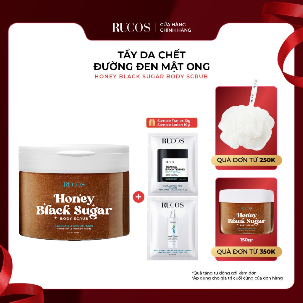 Tẩy da chết đường đen mật ong - Honey Black Sugar Body Scrub Rucos 450G