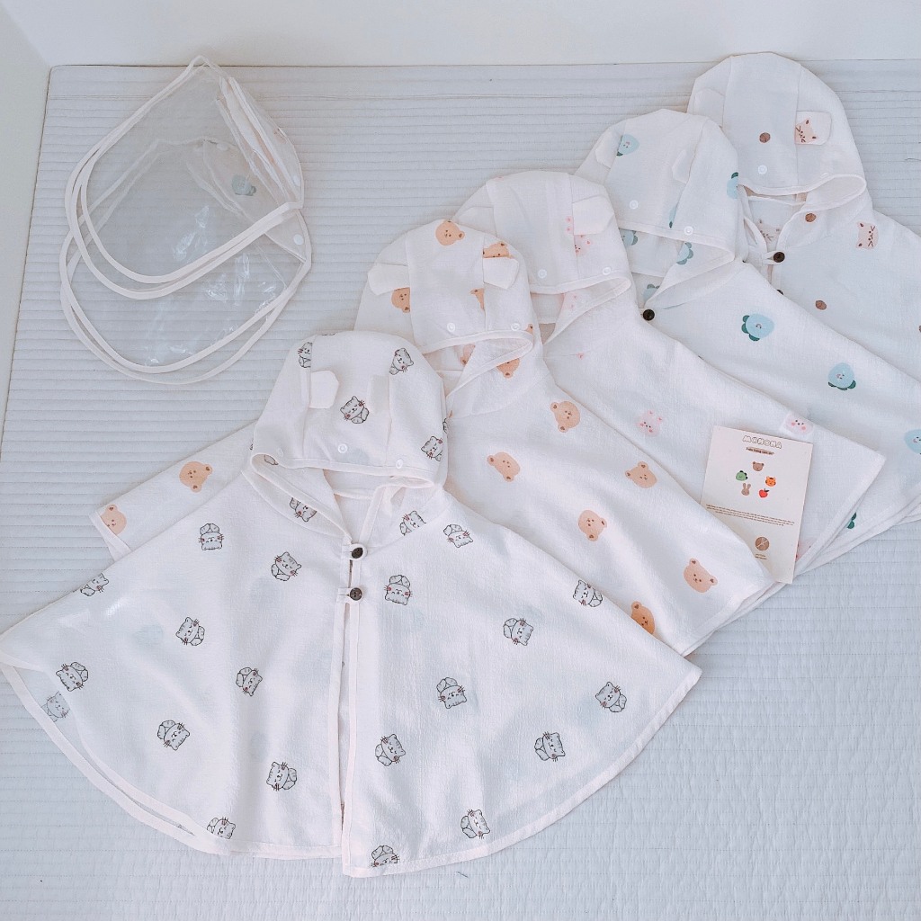 Áo choàng MONONA Kèm Mũ Chắn Giọt Cho Bé Từ Sơ Sinh Đến 3 Tuổi