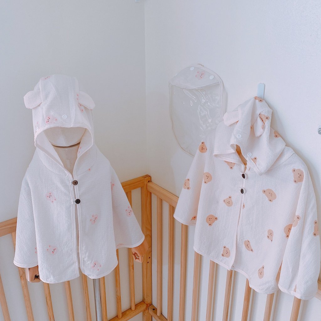 Áo choàng MONONA Kèm Mũ Chắn Giọt Cho Bé Từ Sơ Sinh Đến 3 Tuổi