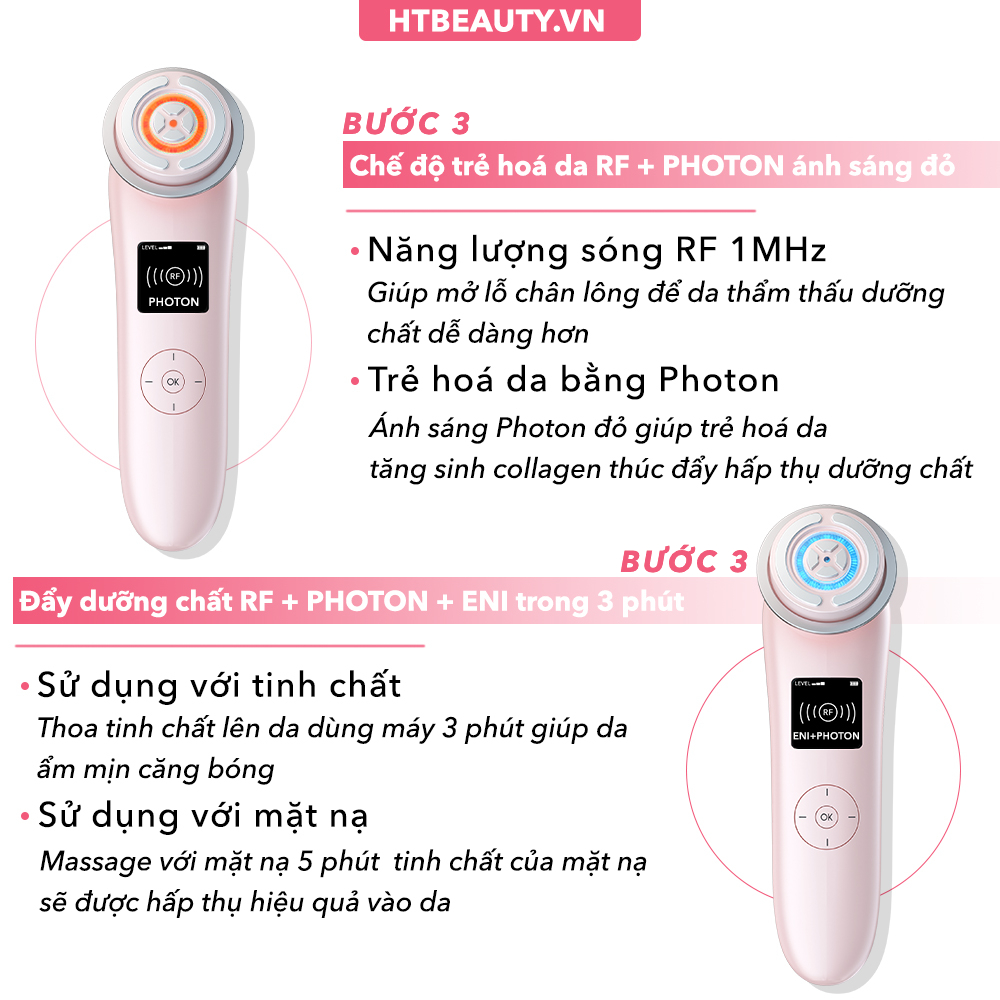 Máy nâng cơ trẻ hoá da 9in1 NanoTime F82E HTBeauty công nghệ Nano Photon RF, EMS, Sóng siêu âm tái tạo collagen, trẻ hóa