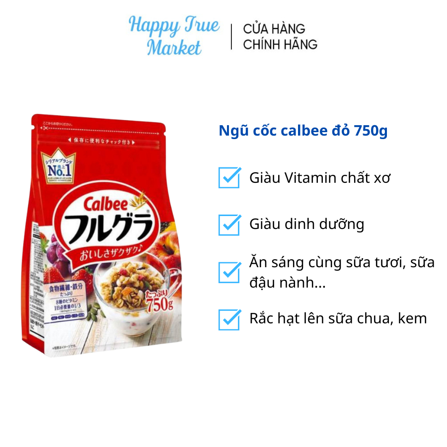 Ngũ Cốc Trái Cây Calbee Đỏ Nhật Bản 750gr ( Date 2024)