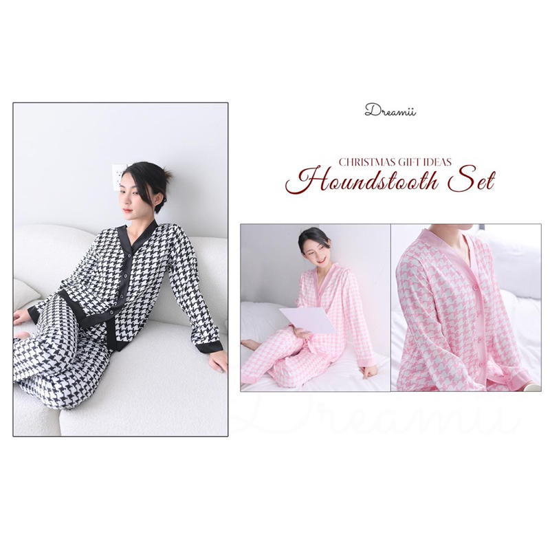 [DREAMII] Houndstooth set nữ dài tay