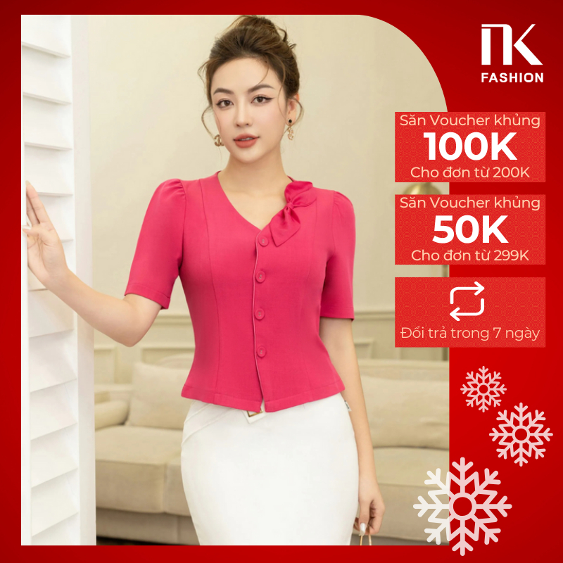 Áo Sơ Mi Cúc Bọc Nẹp Nơ Cổ NKSM2305035 NK Fashion Thời Trang Công Sở Nữ Thanh Lịch, Nữ Tính, Chuẩn Style Hàn, Dễ Phối Đồ