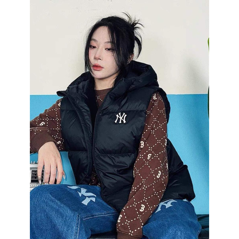 Áo phao đen gile mlb có mũ