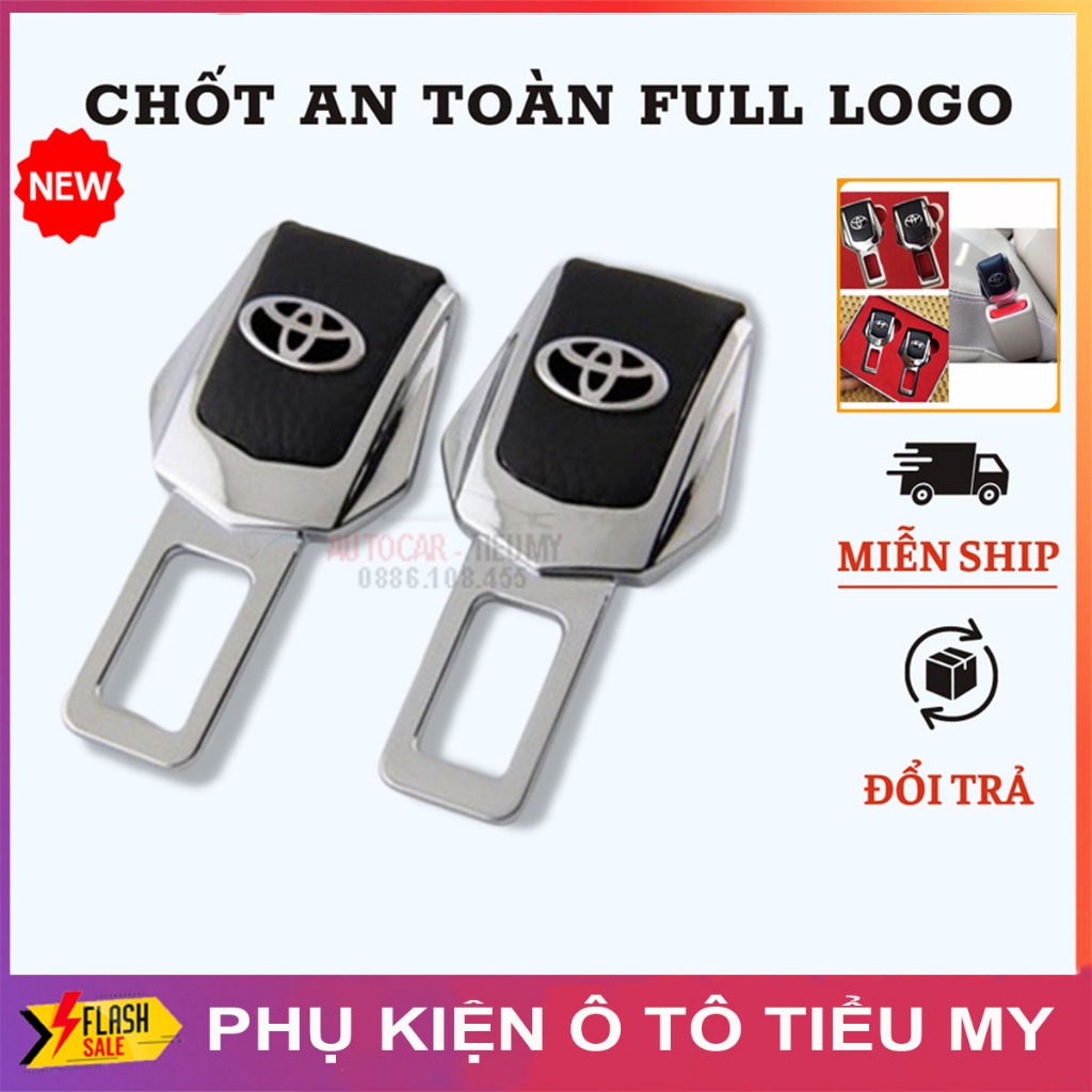 Bộ 2 Chốt Dây An Toàn, Chốt Đai Ngắt Chuông Ô Tô Bọc Da Cao cấp, Có Logo Đầy Đủ Các Hãng Xe