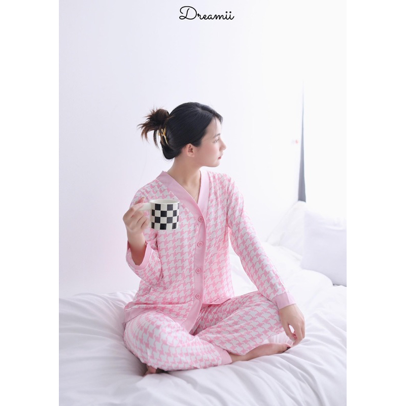 [DREAMII] Houndstooth set nữ dài tay