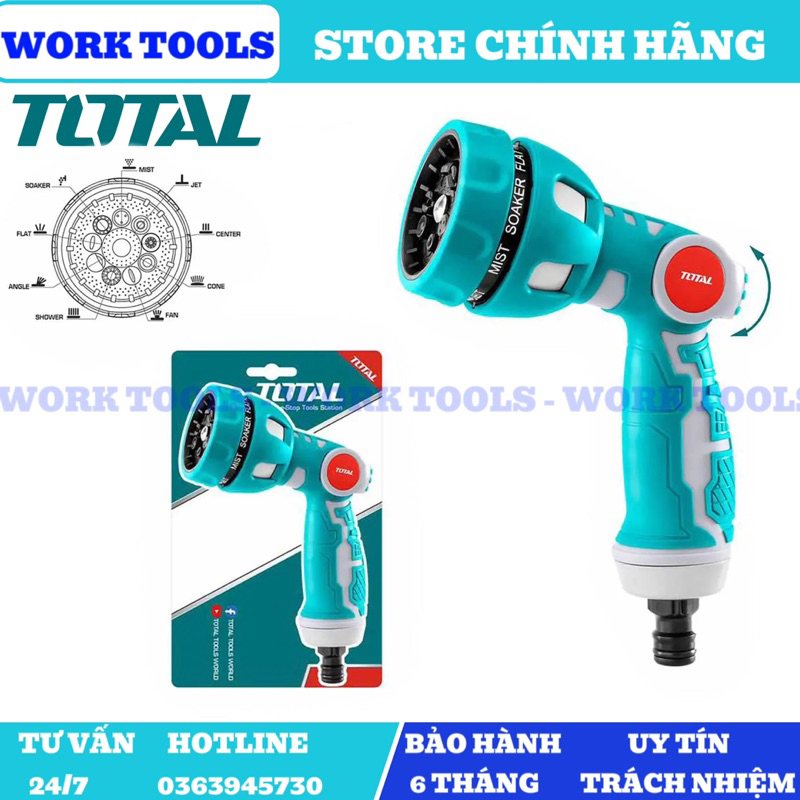 TOTAL Đầu phun nước bằng nhựa 9 kiểu phun THWSG6091