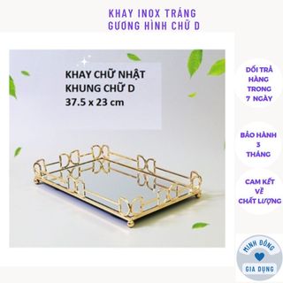 Khay inox tráng gương hình chữ D