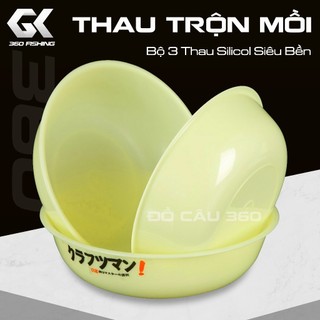 Bộ 3 thau trộn mồi silicon chống dính bát trộn mồi abs cao cấp