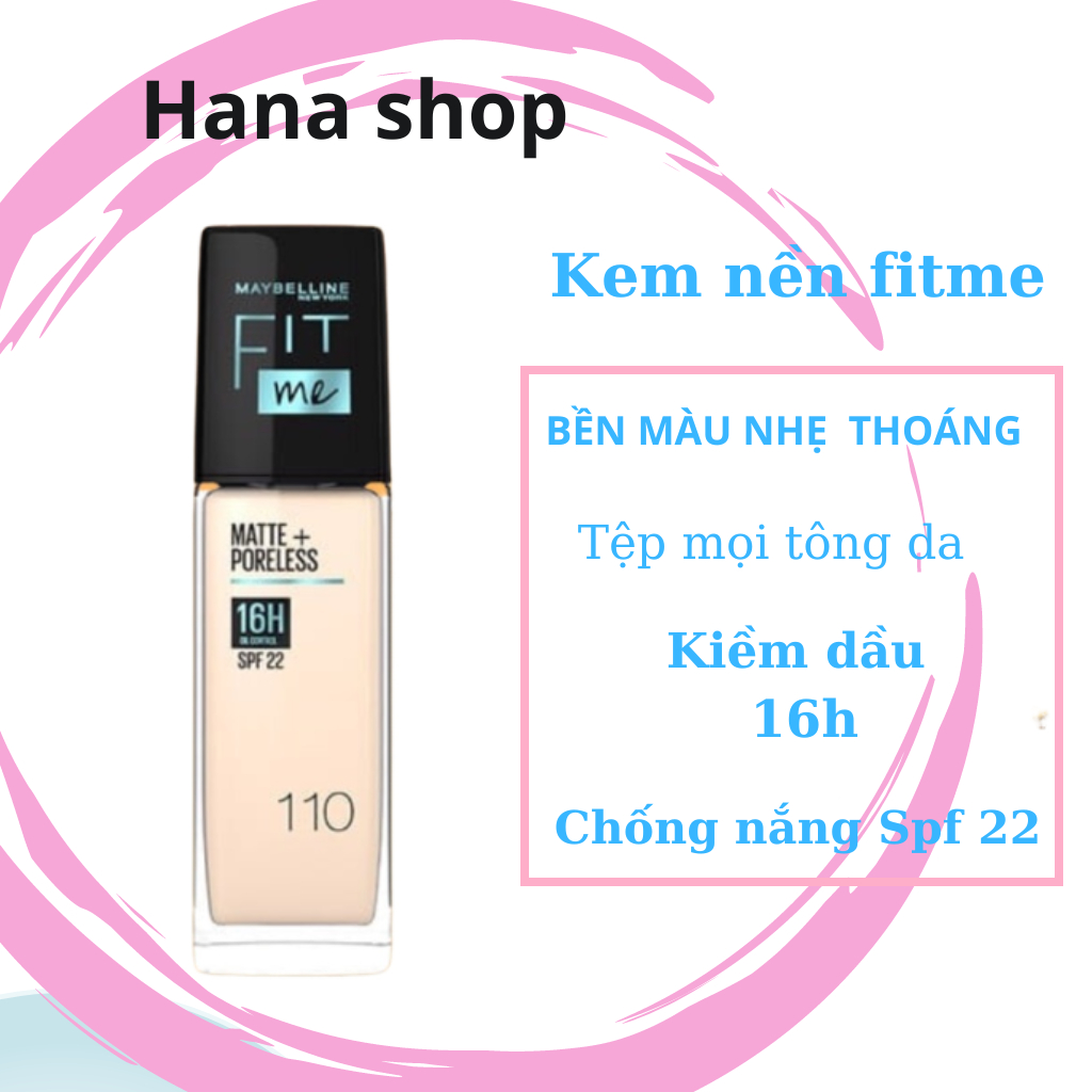 Kem Nền Fit Me Maybelline Mịn Nhẹ Kiềm Dầu Chống Nắng SPF 50 30ml
