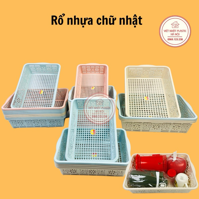 Rổ nhựa chữ nhật, rổ đựng đồ Việt Nhật Việt Nhật