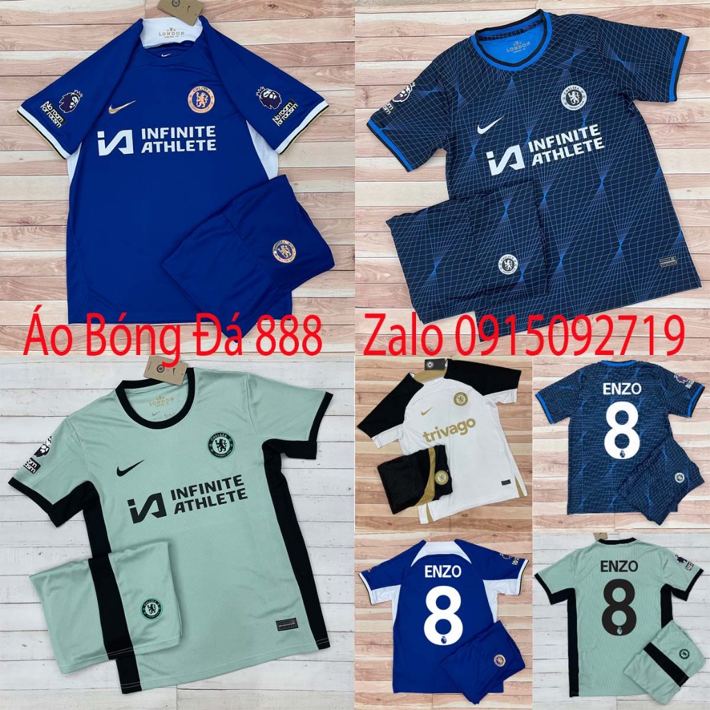 Bộ Quần Áo Bóng Đá CLB Chelsea Mùa 23/24 - Chuẩn Mẫu Thi Đấu - Vải Polyester Gai Thái Cao Cấp