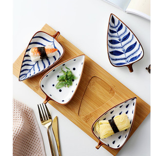 Set 4 đĩa lá decor kèm khay gỗ