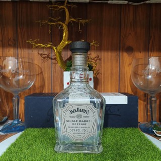 Vỏ chai rượu ngoại Jack Daniel 100 Proof Xuất xứ Mỹ dáng vuông trưng bày decor (chai rỗng)